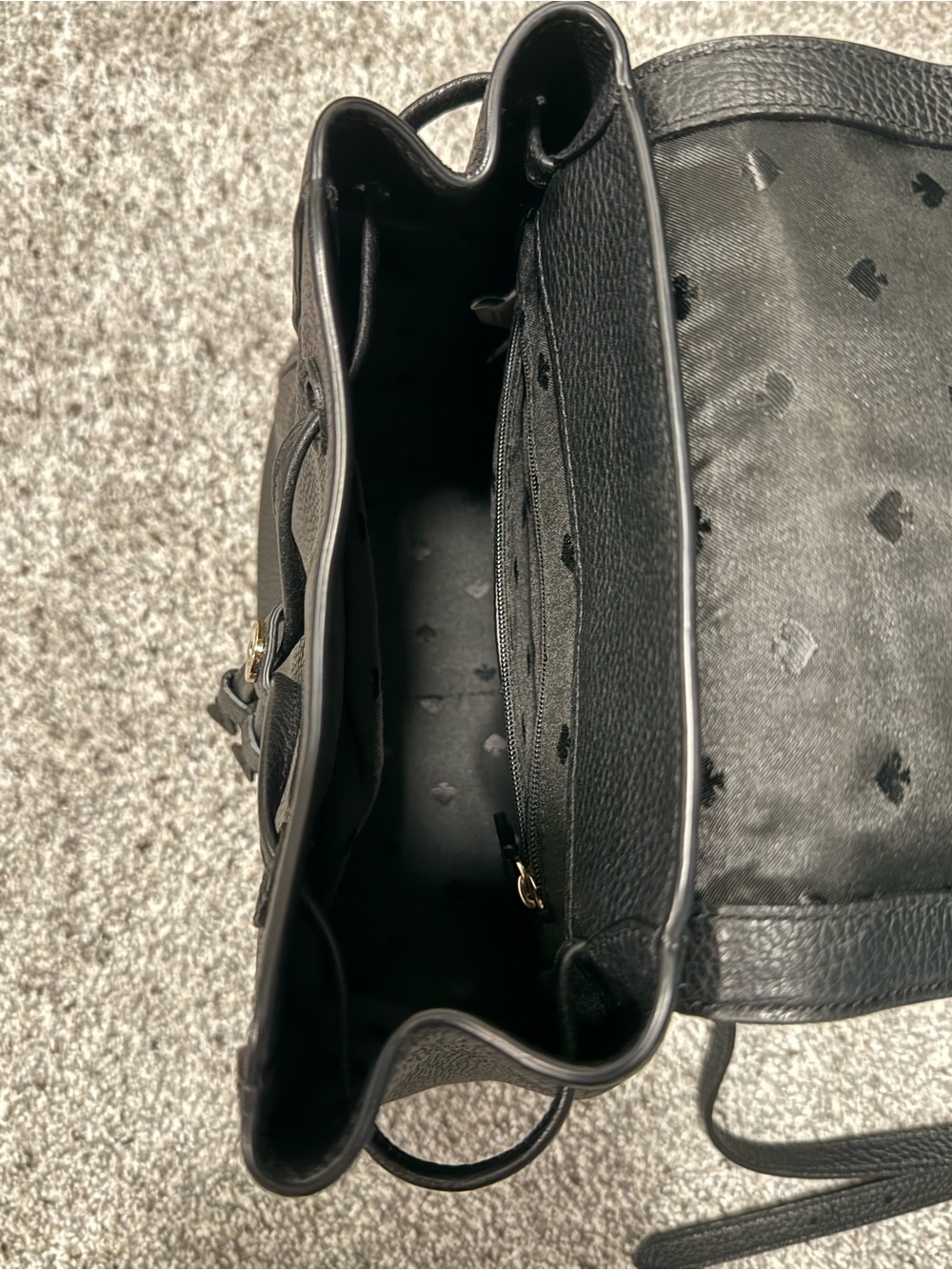 Kate Spade New York Black Pebbled Leather Flap Backpack - Picture 11 of 12